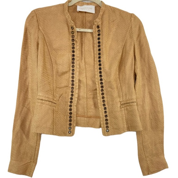 Valentino Jackets & Blazers - Valentino Spa camel color grommet ope jacket / cardigan. 100% linen size 4